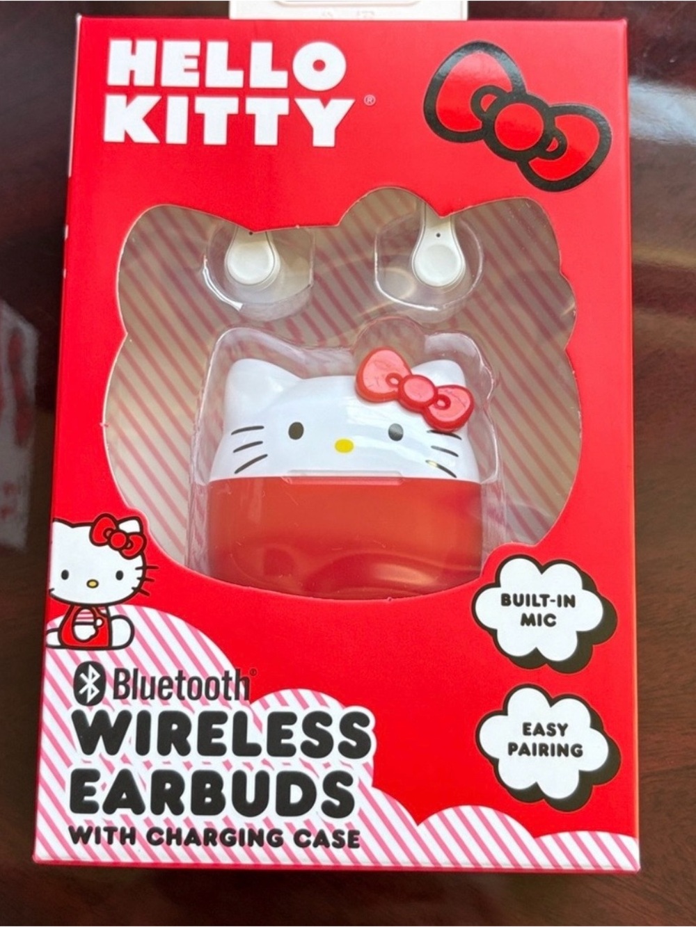 Hello Kitty Red and White Bluetooth Earbuds with Charging Case